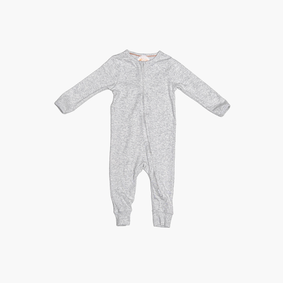 LIGHT GREY ONE WAY  ZIPPER ROMPER