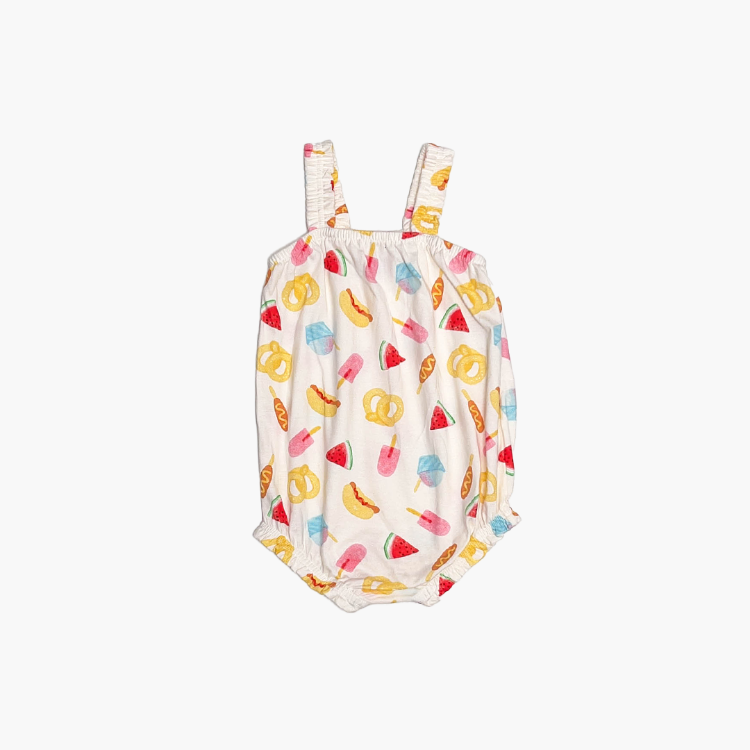 BEIGE FOOD PRINTED FANCY ONESIE