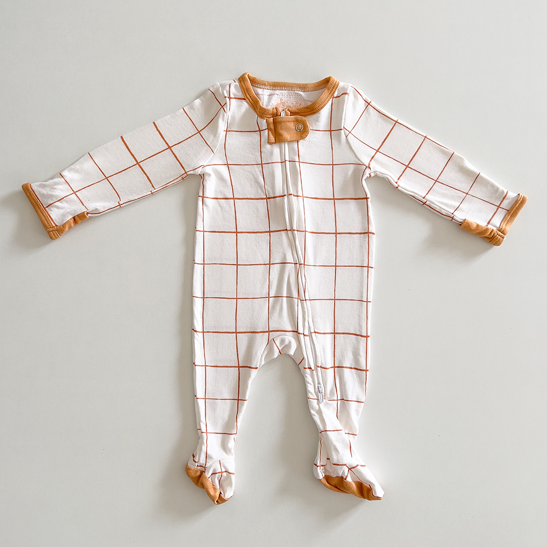 White brown window pane sleepsuit