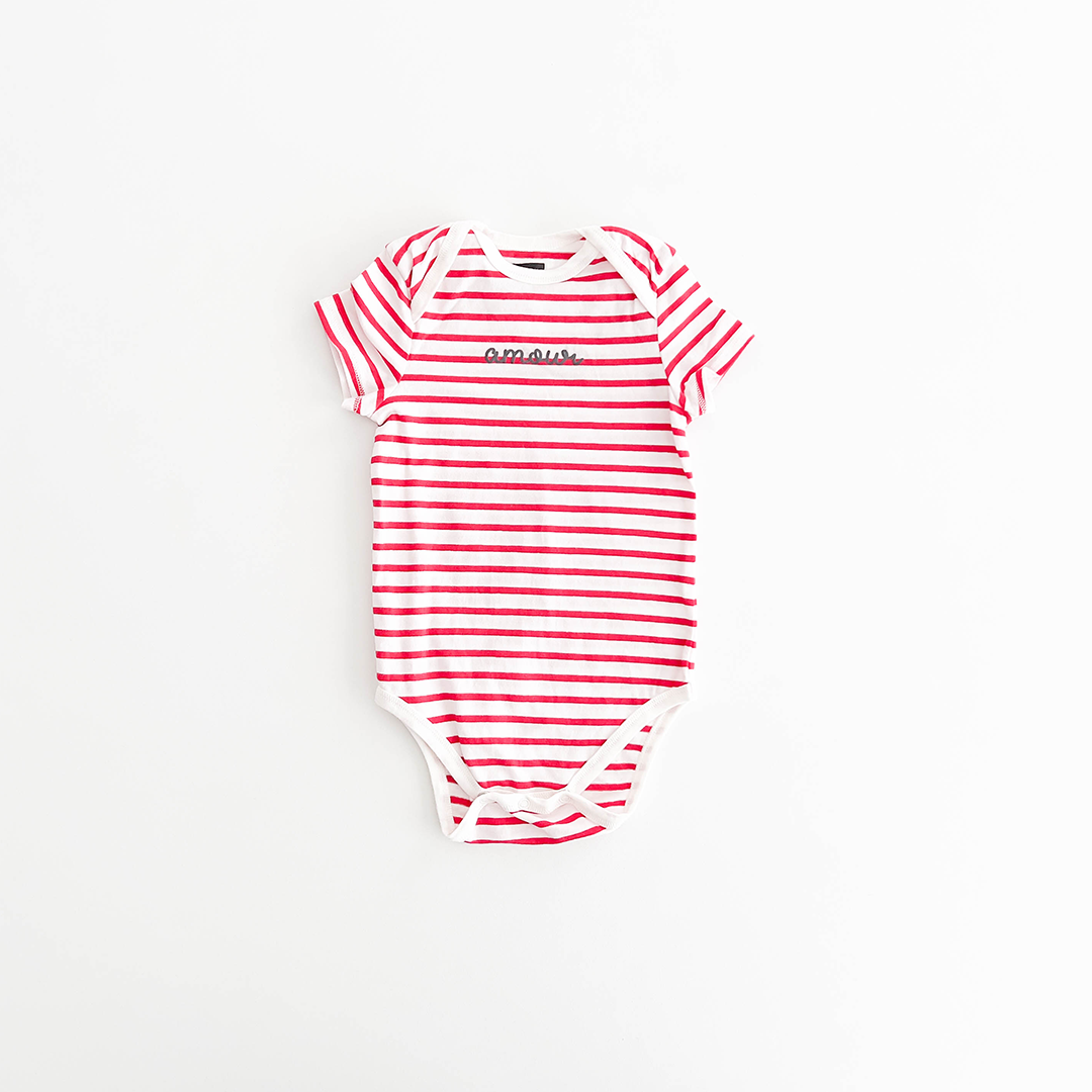 RED AND WHITE STRIPED ONESIE