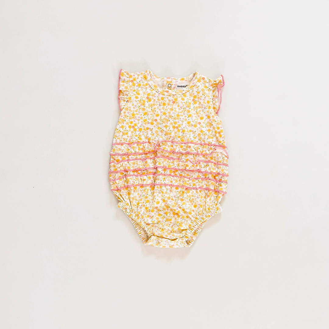 YELLOW FLORAL RUFFLED ONESIE