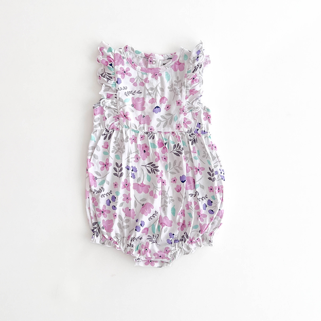 LAVENDER FLORAL RUFFLE SLEEVE ONESIE