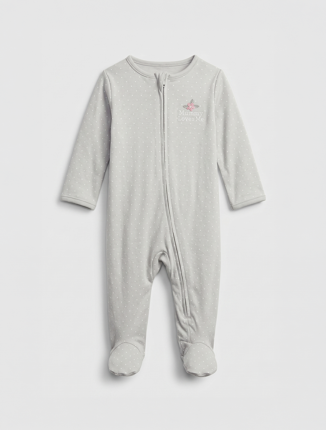 Pastel dotted zipper sleepsuit