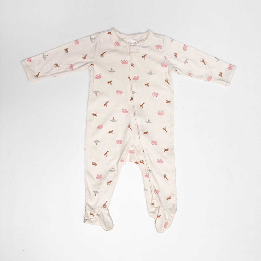 OFF WHITE ANIMAL PRINTED SLEEPSUIT