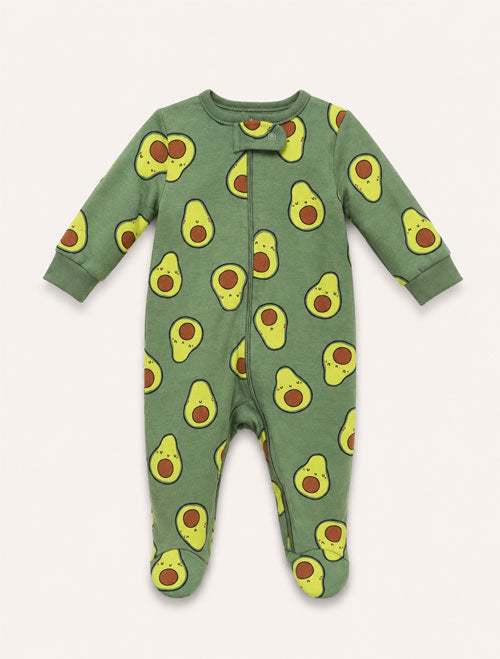Green avocados printed sleepsuit