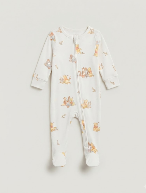 Pooh printed zipper sleepsuit