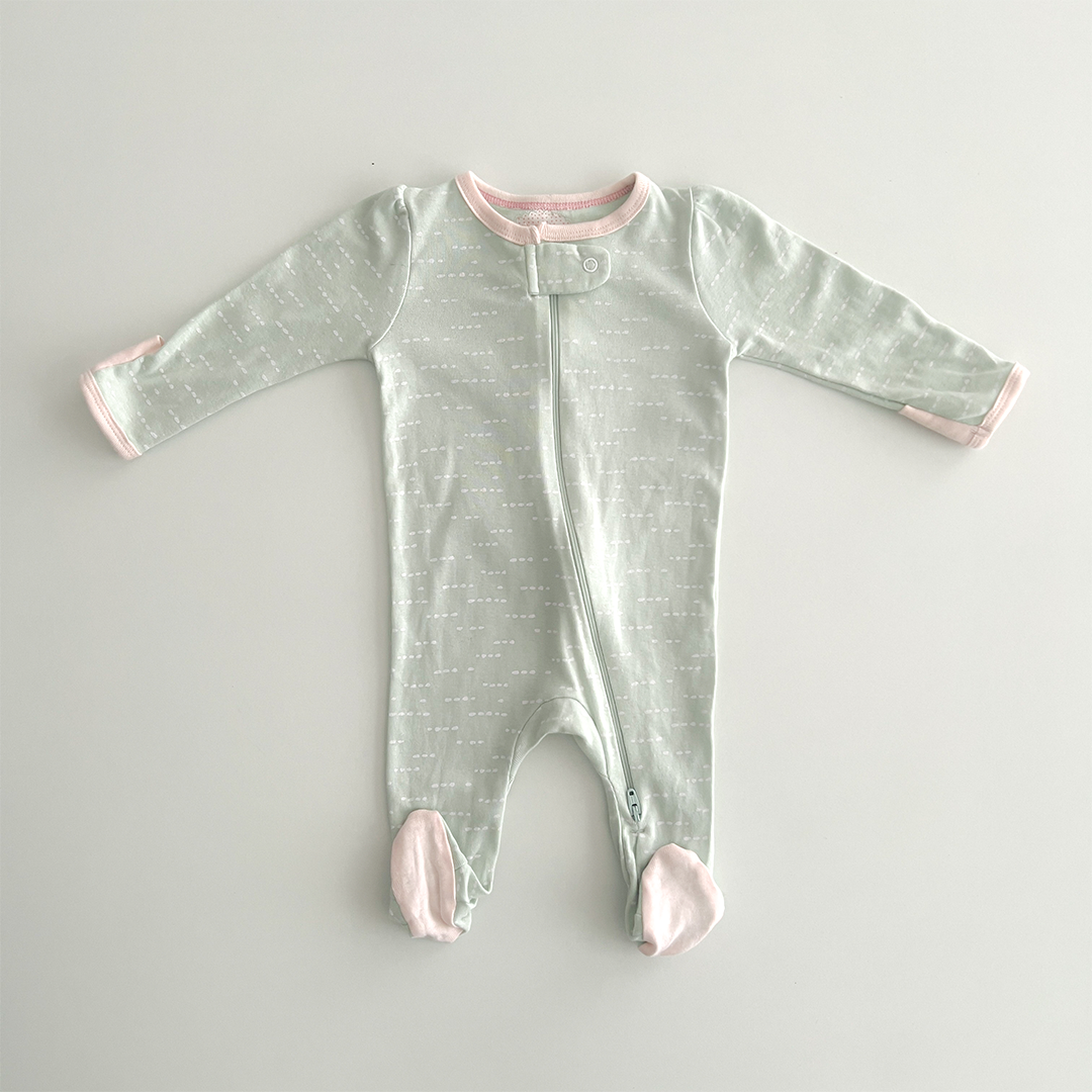 Mint green patterned sleepsuit