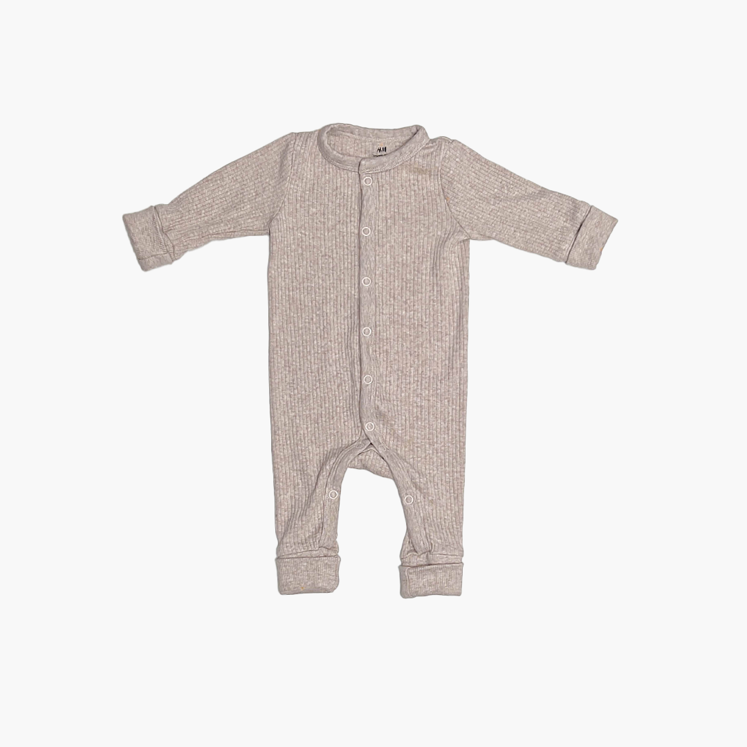 PREMIUM BEIGE RIBBED ROMPER