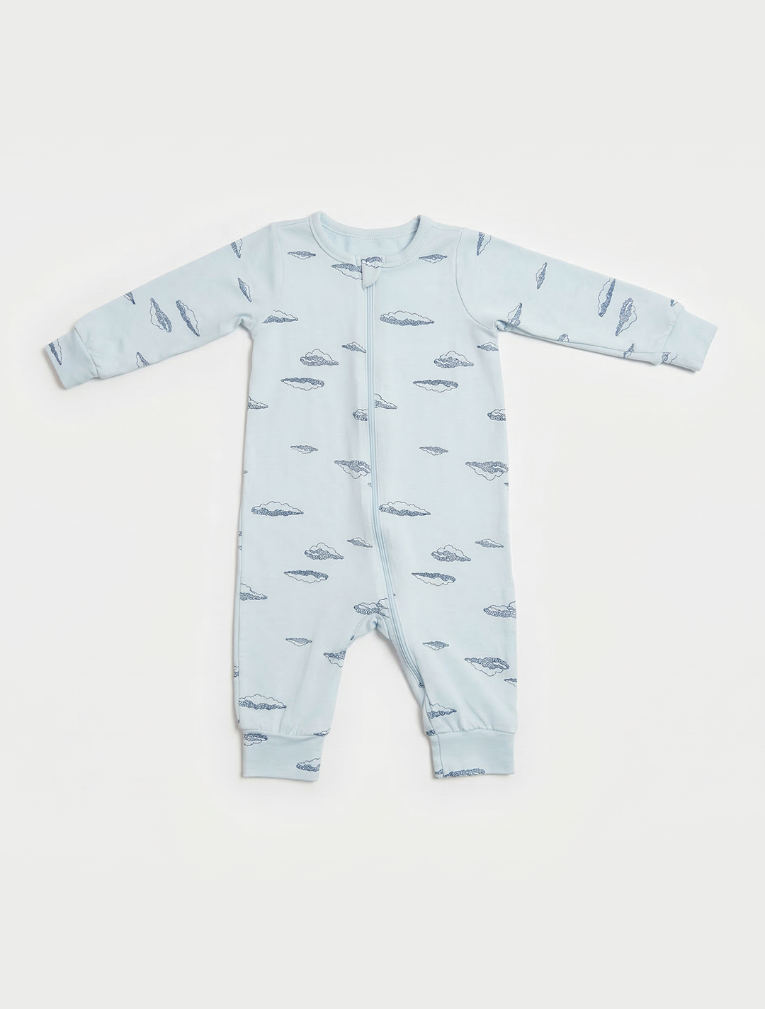 BLUE CLOUD PRINTED ZIPPER VISCOUS ROMPER