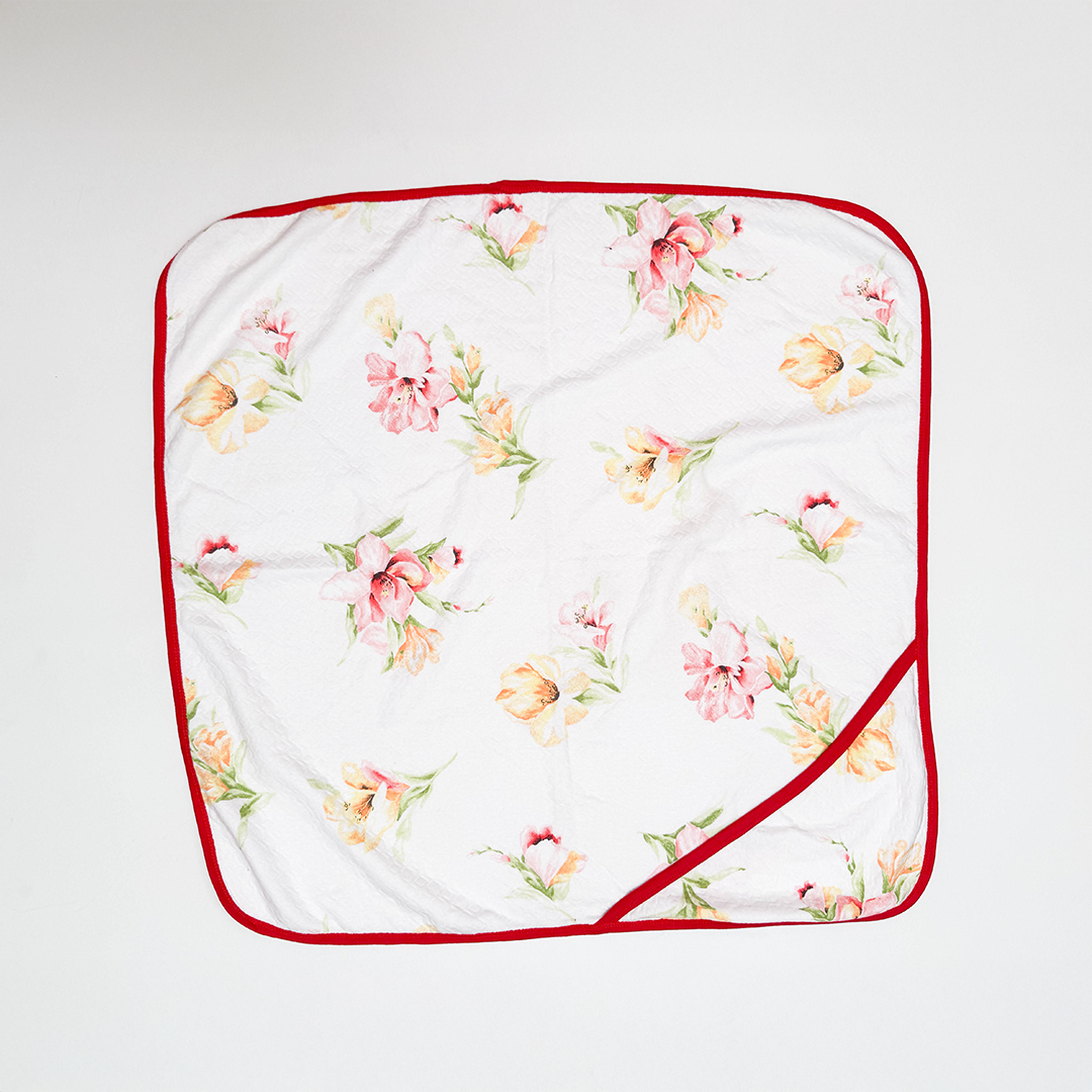 RED FLORAL HOODED TOWEL