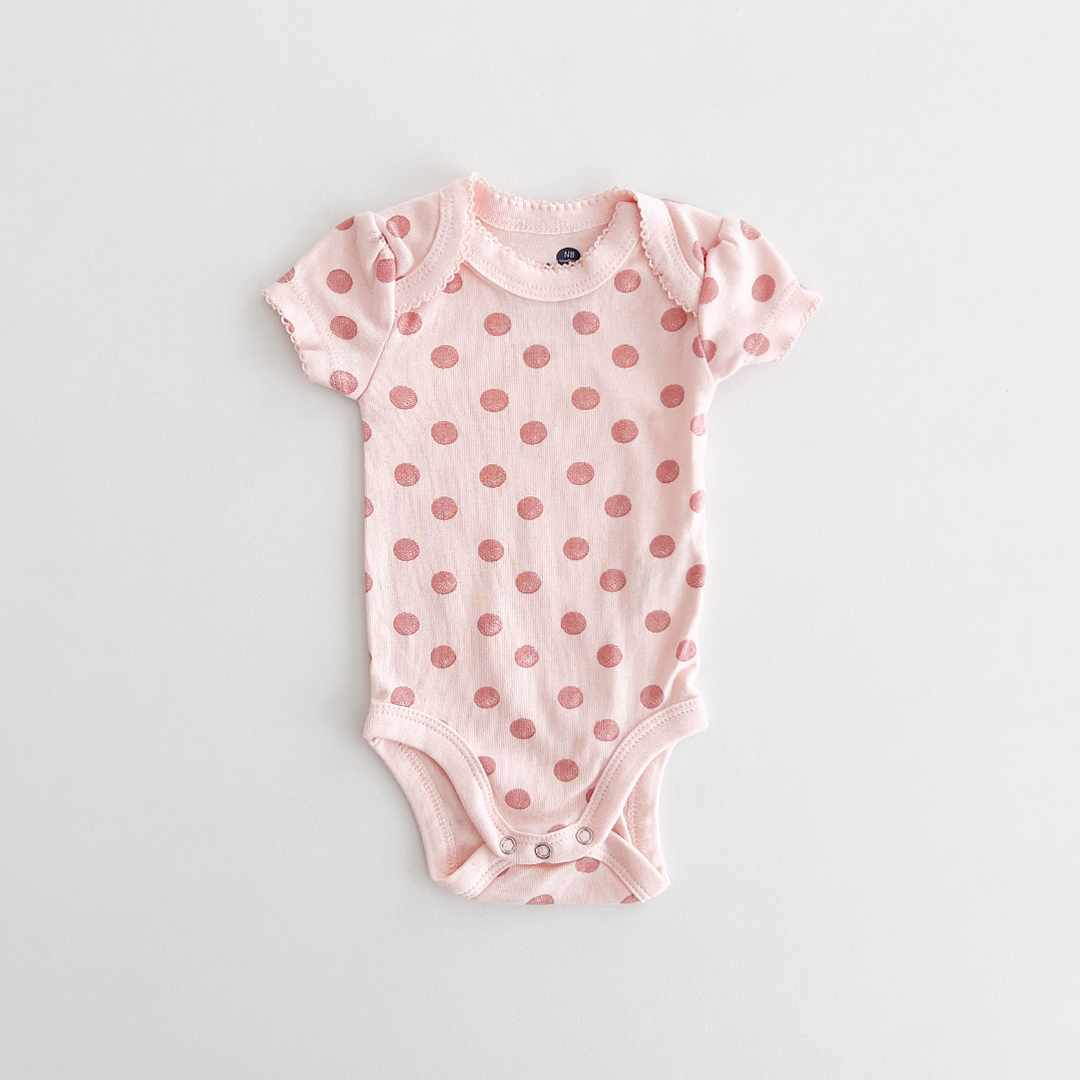 PEACH POLKA DOTTED ONESIE