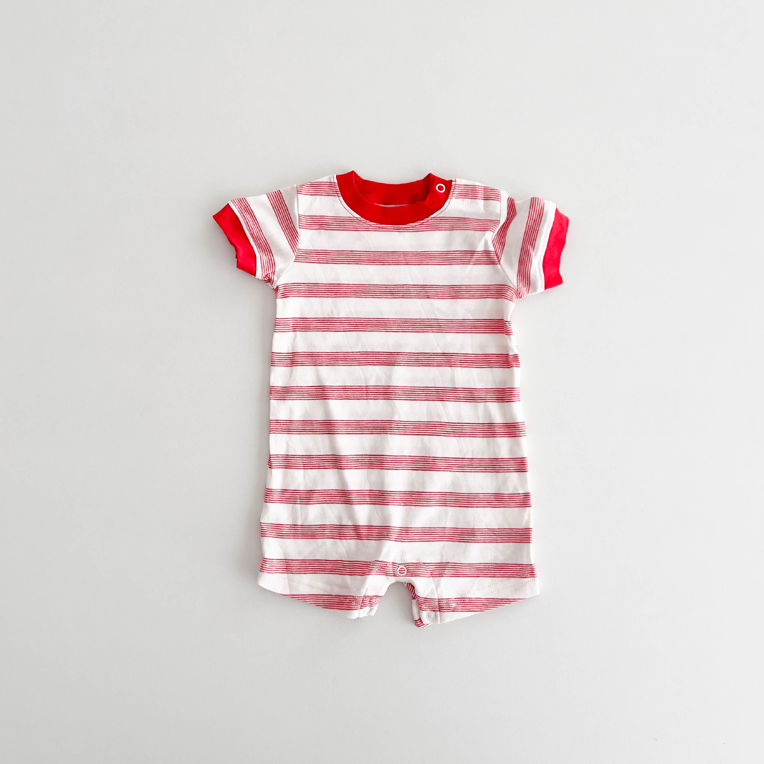 RED AND WHITE STRIPED JUMPSUIT