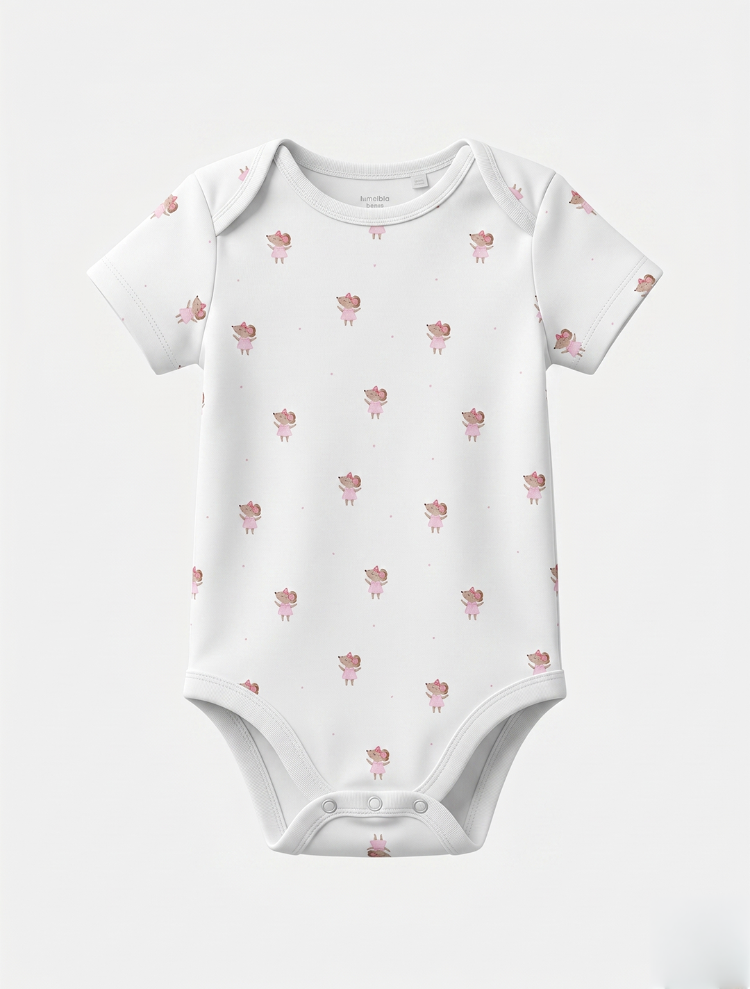 WHITE MICE PRINTED ONESIE