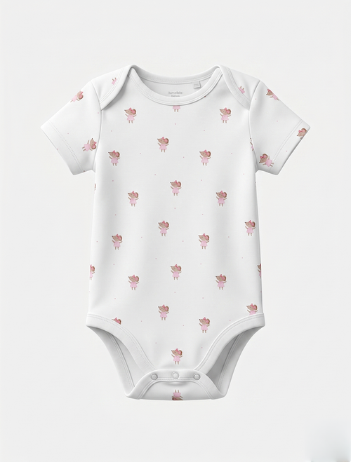 WHITE MICE PRINTED ONESIE