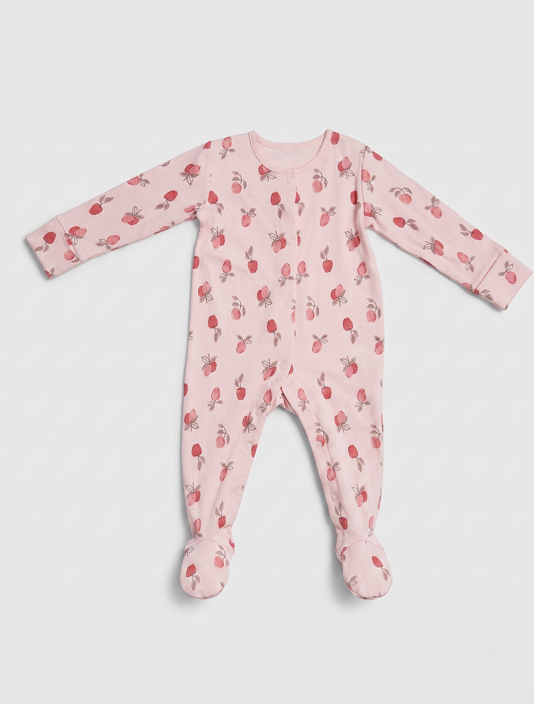 Pink printed button sleepsuit