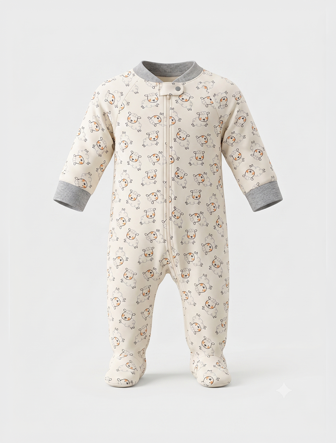 Grey sheep zipper sleepsuit