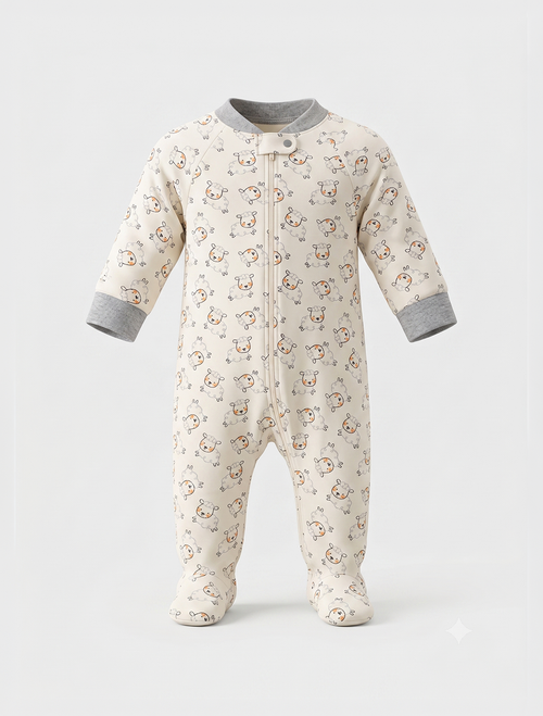 Grey sheep zipper sleepsuit