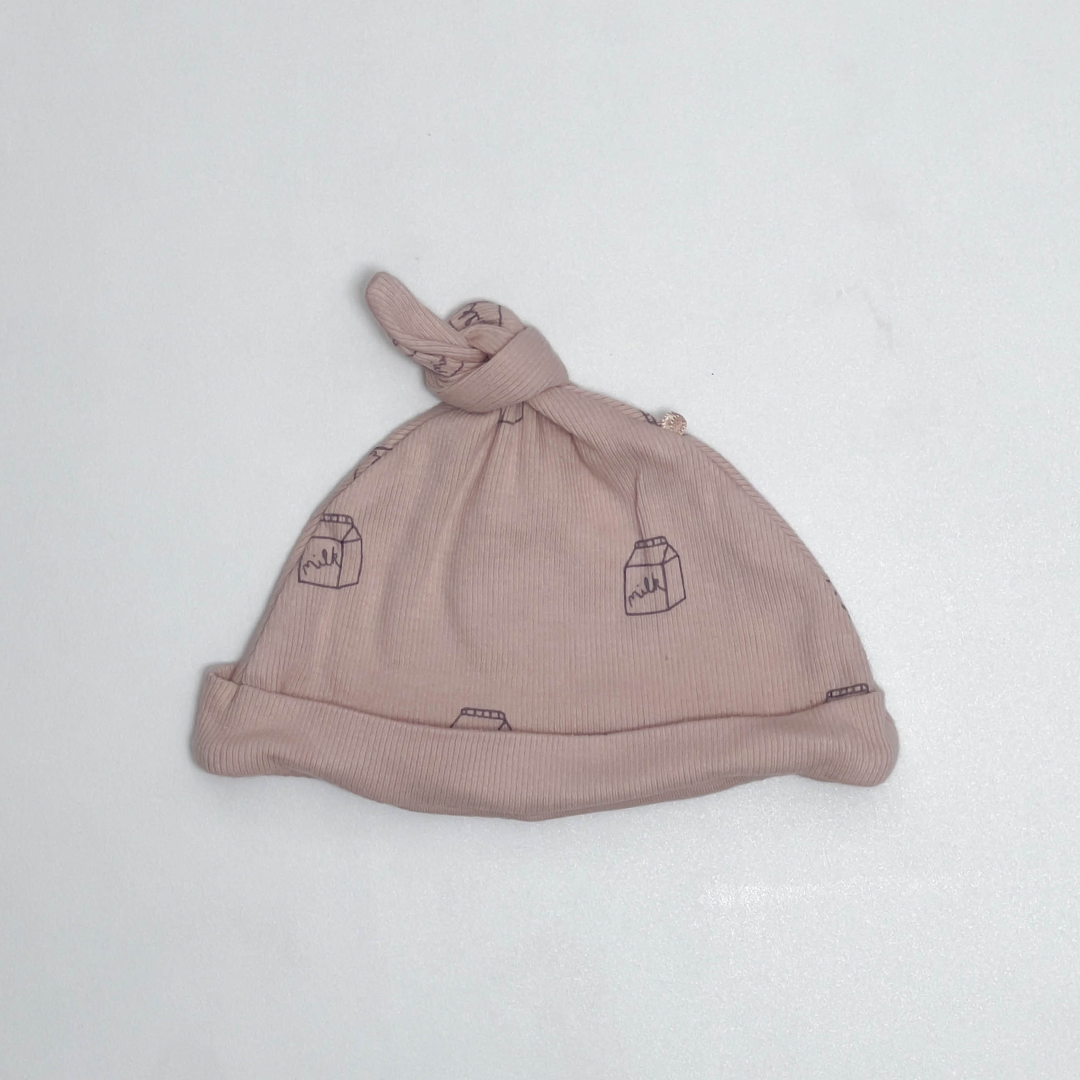 BEIGE RIBBED PRINTED CAP