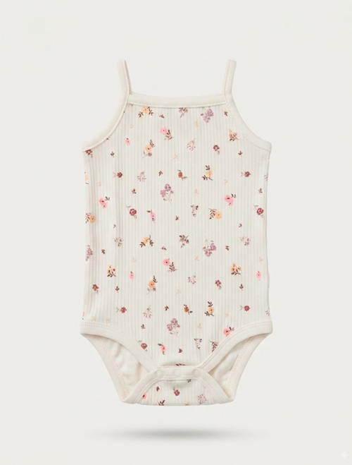 Floral ribbed onesie