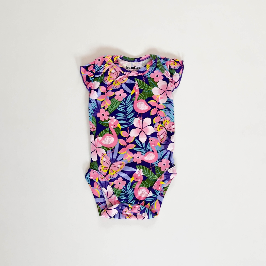 NAVY BLUE FLORAL PATTERNED ONESIE