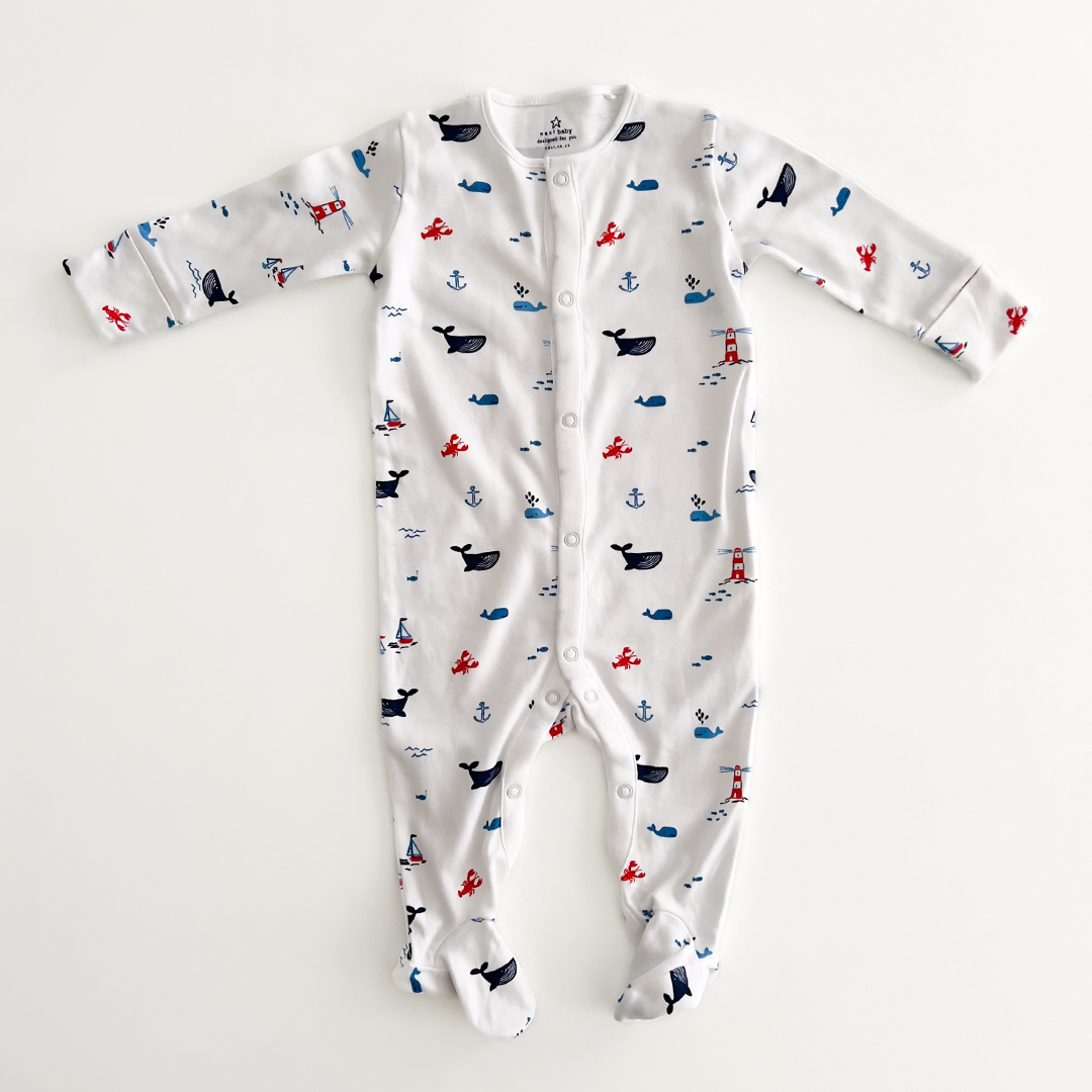BLUE WHALE PRINTED SLEEPSUIT