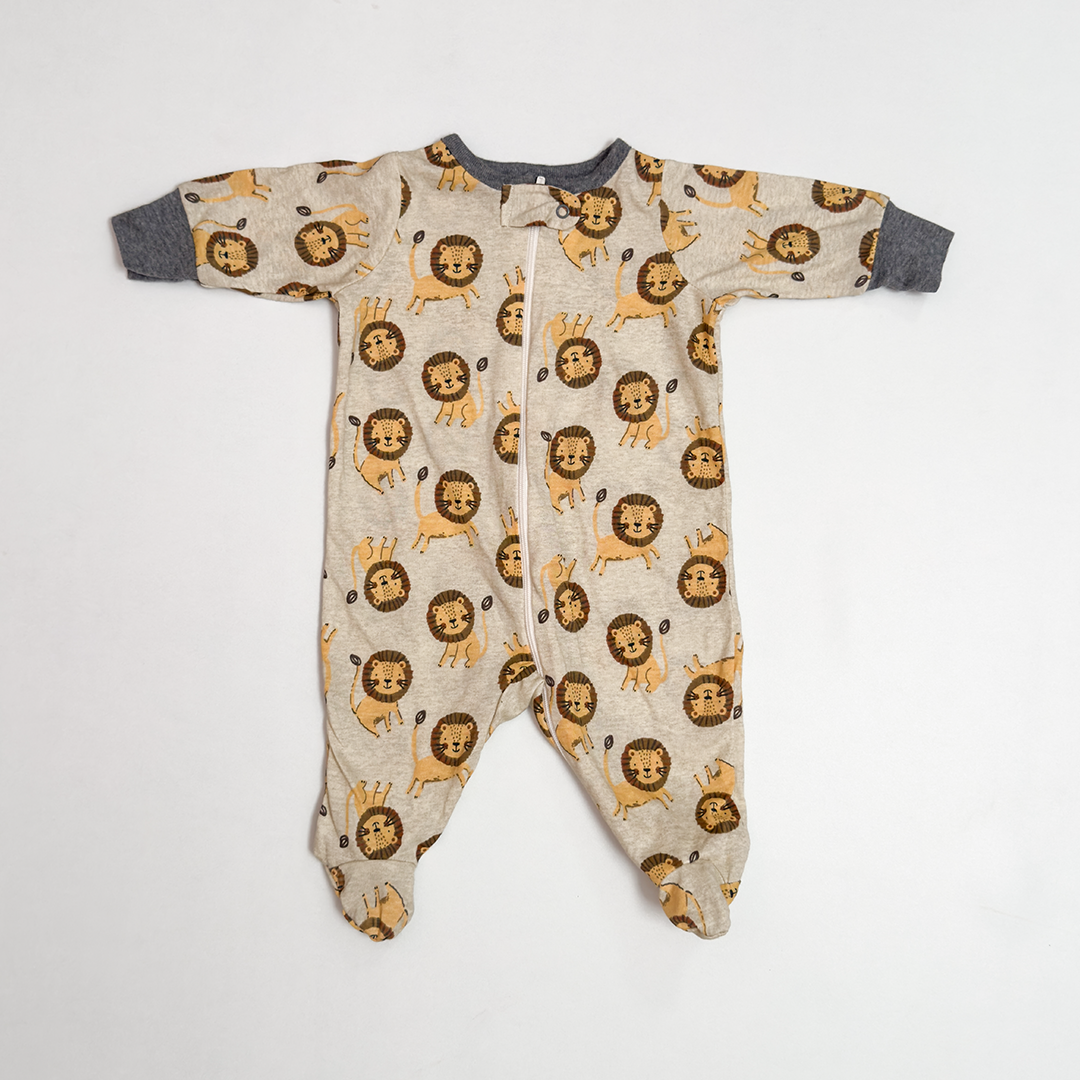 LION PRINTED ZIPPER SLEEPSUIT