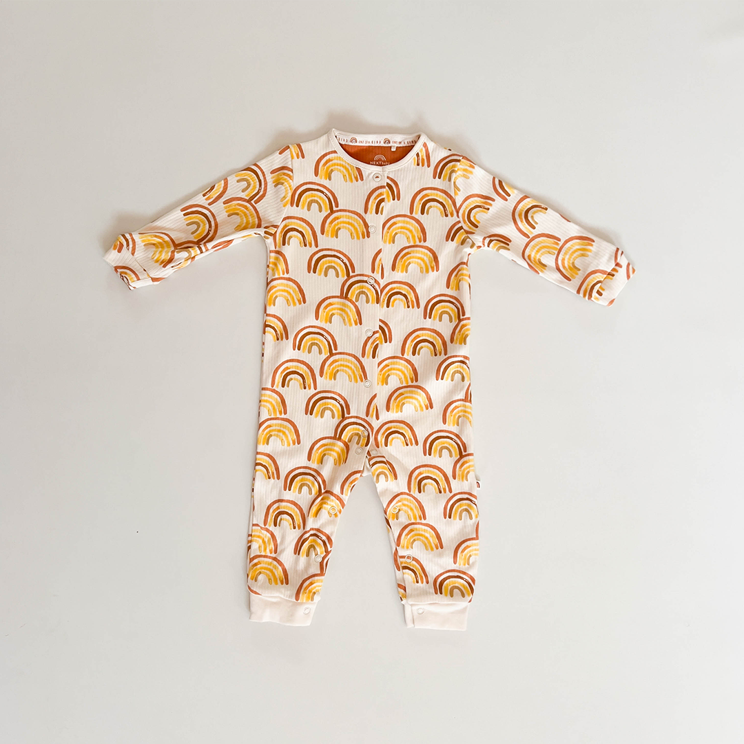 ORANGE RAINBOW RIBBED ROMPER