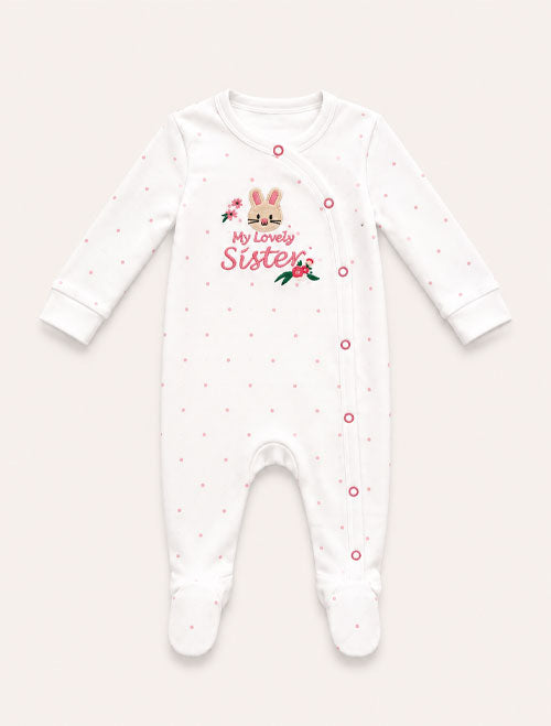 Pink polka wrapover sleepsuit