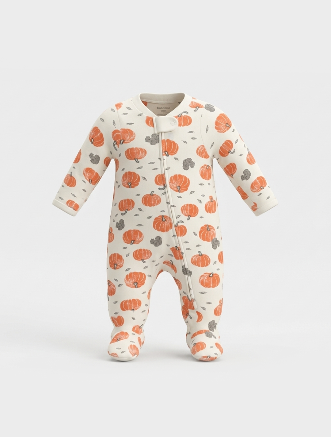 PUMPKIN PRINTED ZIPPER SLEEPSUIT