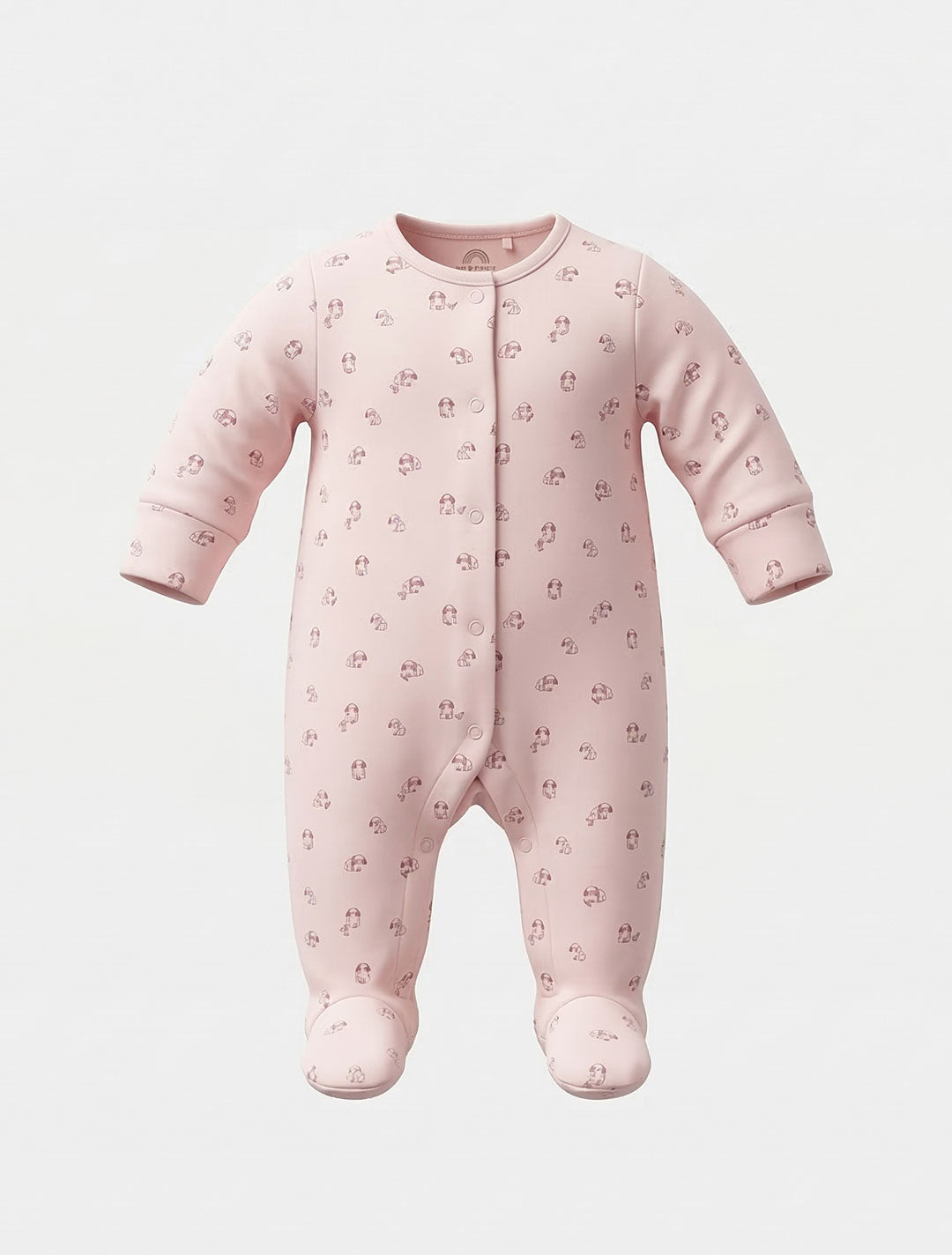 PINK ANIMAL PATTERNED SLEEEPSUIT