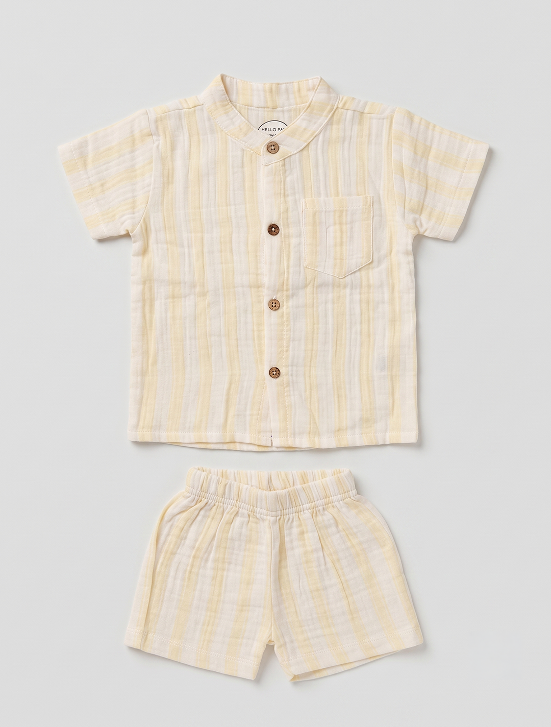 Striped Muslin Shirt & Shorts Co-ord Set – Butter Yellow