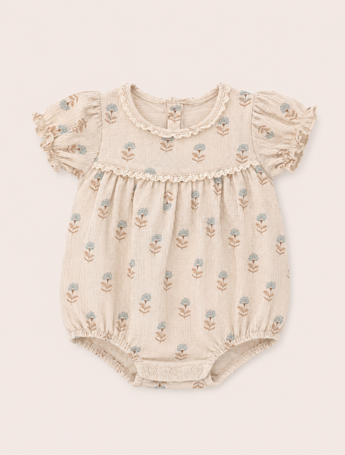 Beige floral ruffles fanncy onesie