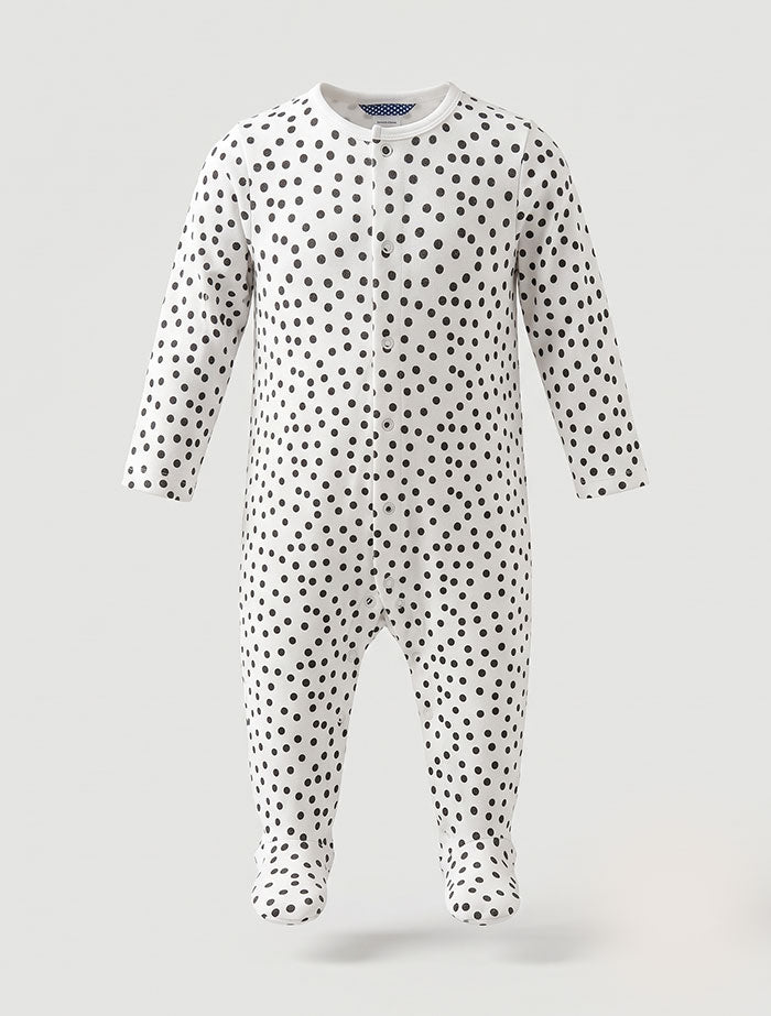 Black dotted button sleep suit