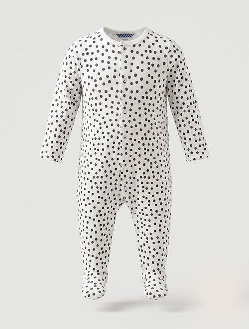 Black dotted button sleep suit