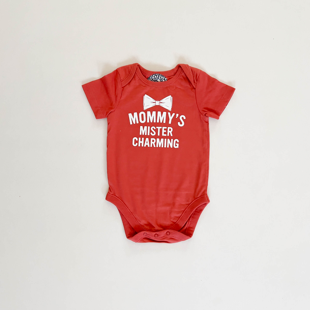 PASTEL RED PRINTED ONESIE