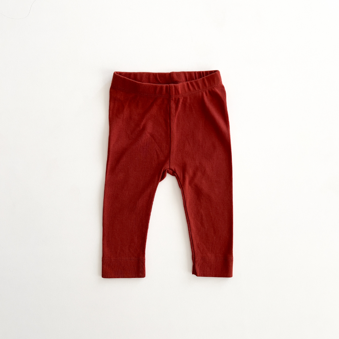 d BRICK RED PLAIN COTTON PANTS