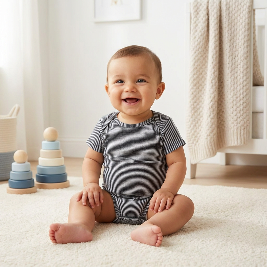 NAVY BLUE STRIPED ONESIE