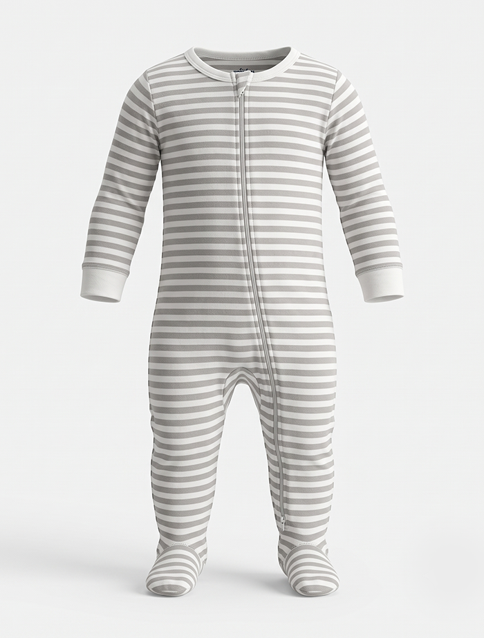 Grey and white 2 way zipper sleepsuit
