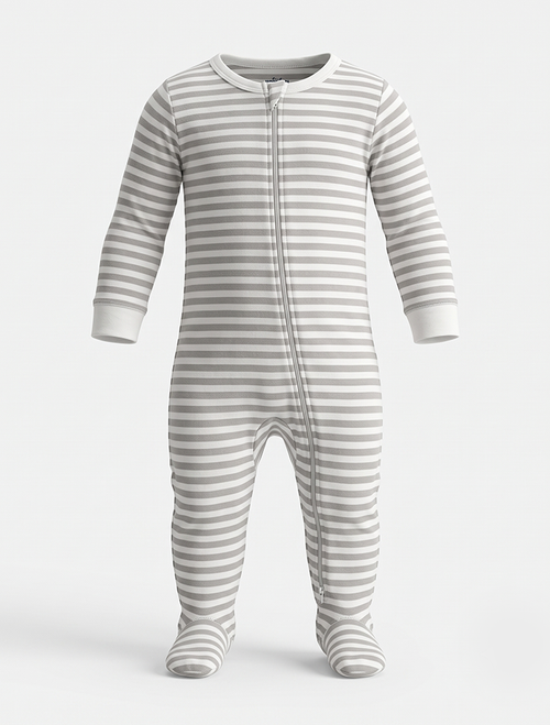 Grey and white 2 way zipper sleepsuit