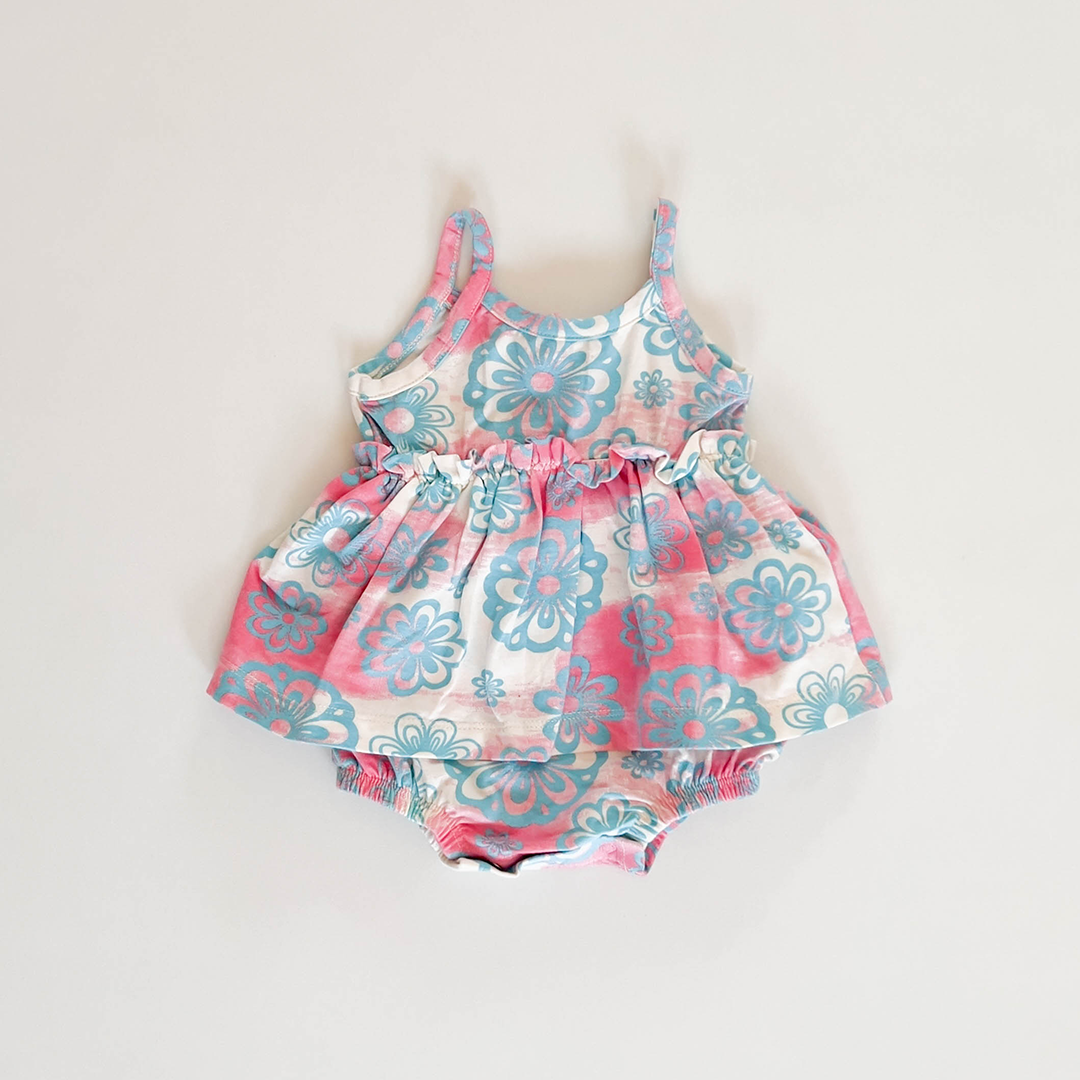 BLUE FLORAL SUNSUIT