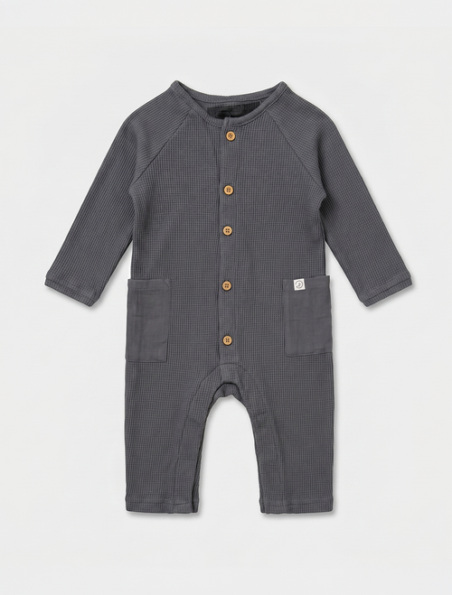 GREY KNITTED BUTTON ROMPER