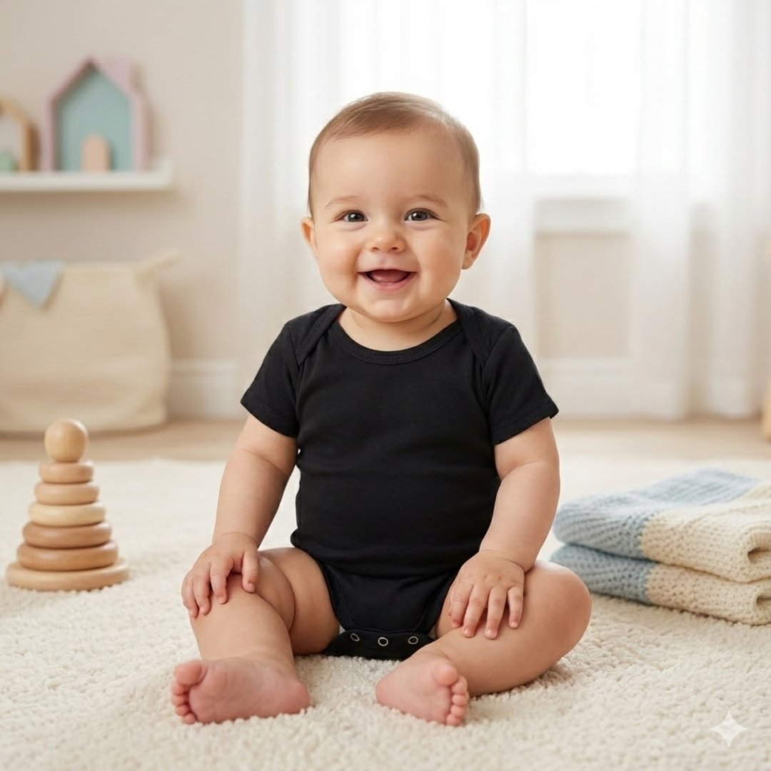 BLACK SOLID ONESIE