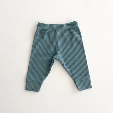 AQUA BLUE RIBBED COTTON PANTS