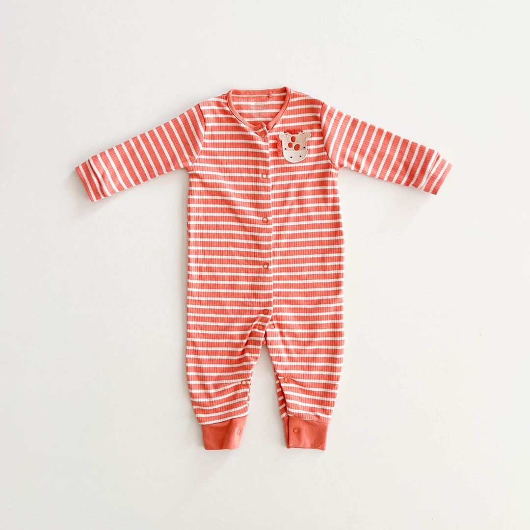 ORANGE BROWN RIBBED ROMPER