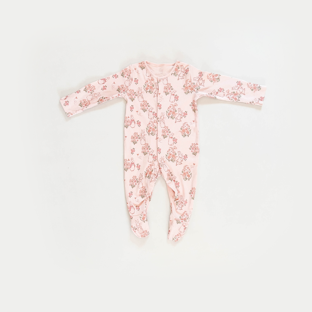 PINK FLORAL GIRLS SLEEPSUIT