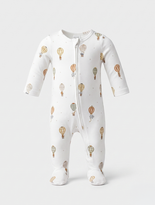 White airballoon printed sleepsuit