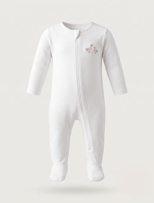 White duck zipper sleepsuit