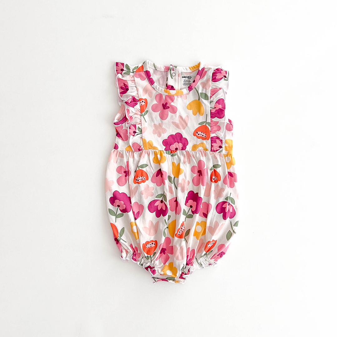 PINK RUFFLE SLEEVED ONESIE