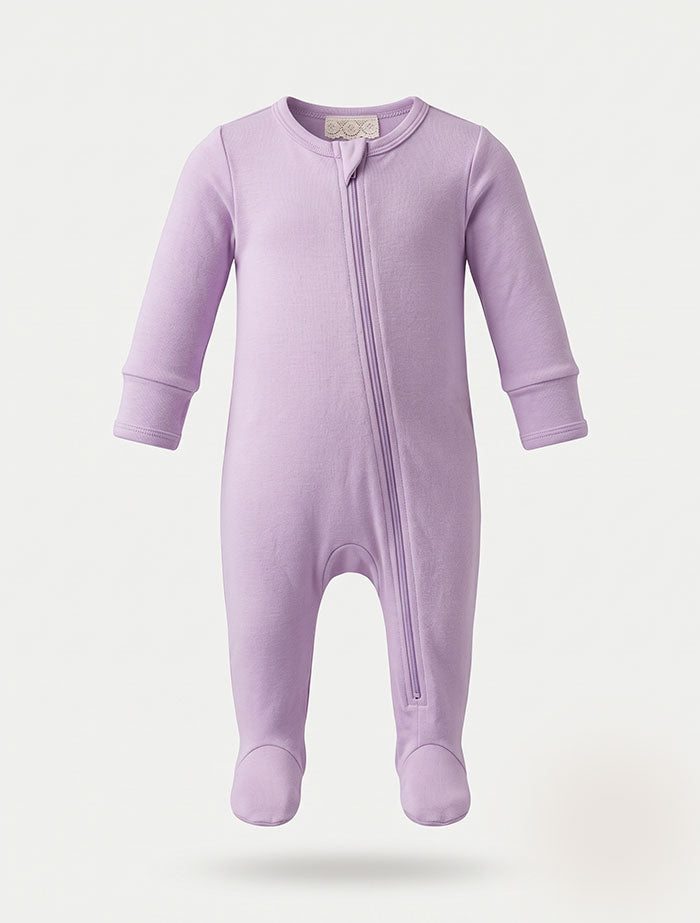 Lavender 2 way zipper sleepsuit