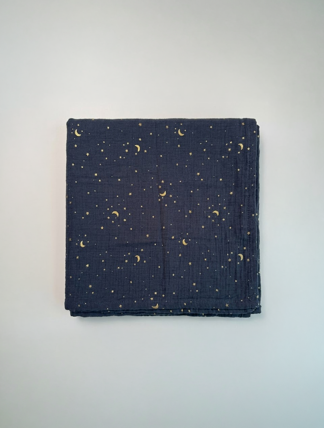 Grey blue star printed muslin swaddle